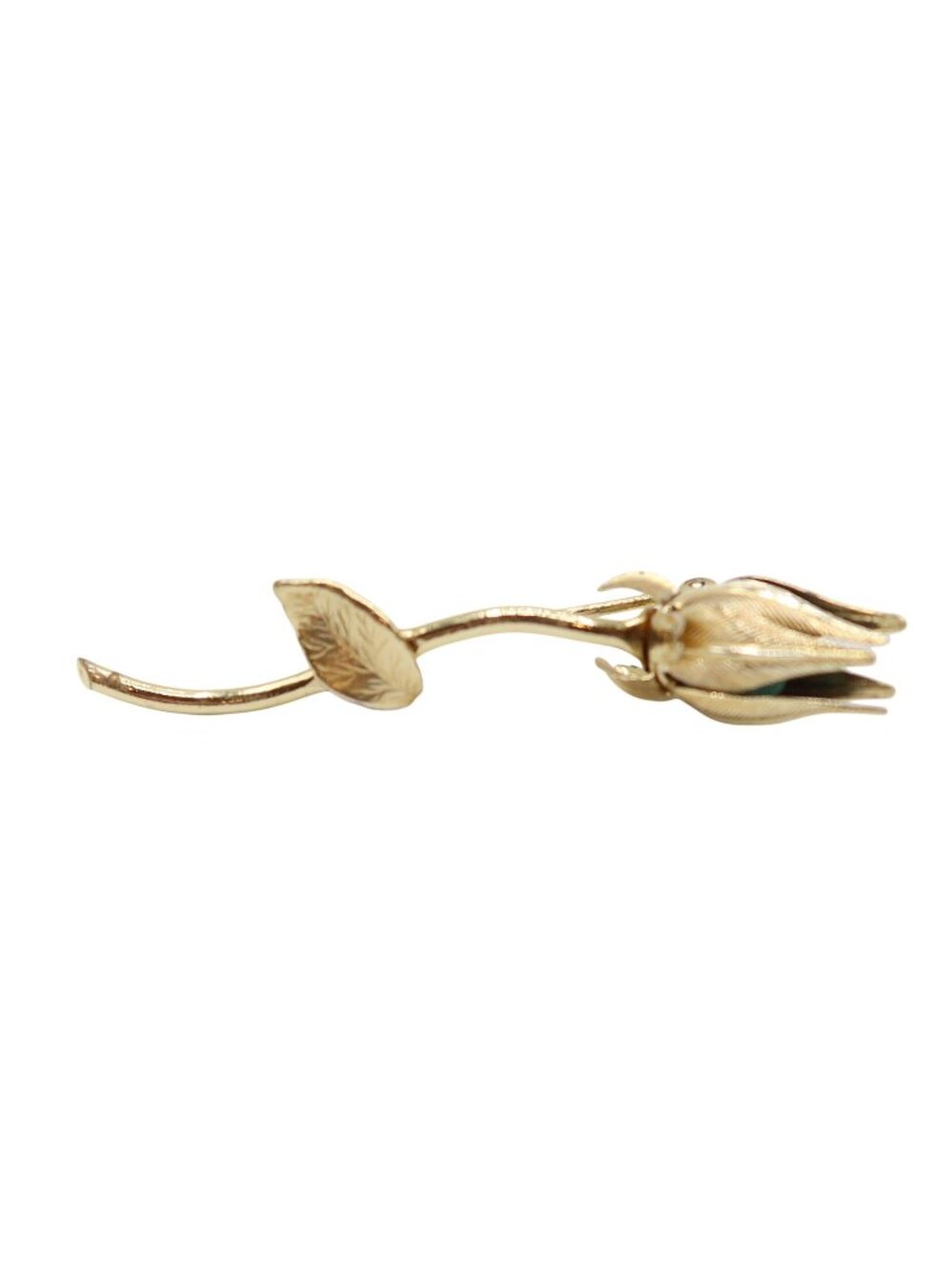 Vintage Gold Tone Tulip Bud Blossom Flower Brooch 2.5" Mid Century Dainty